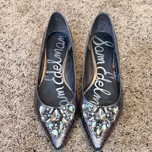 Sam Edelman Metallic Flats with Crystal Accents